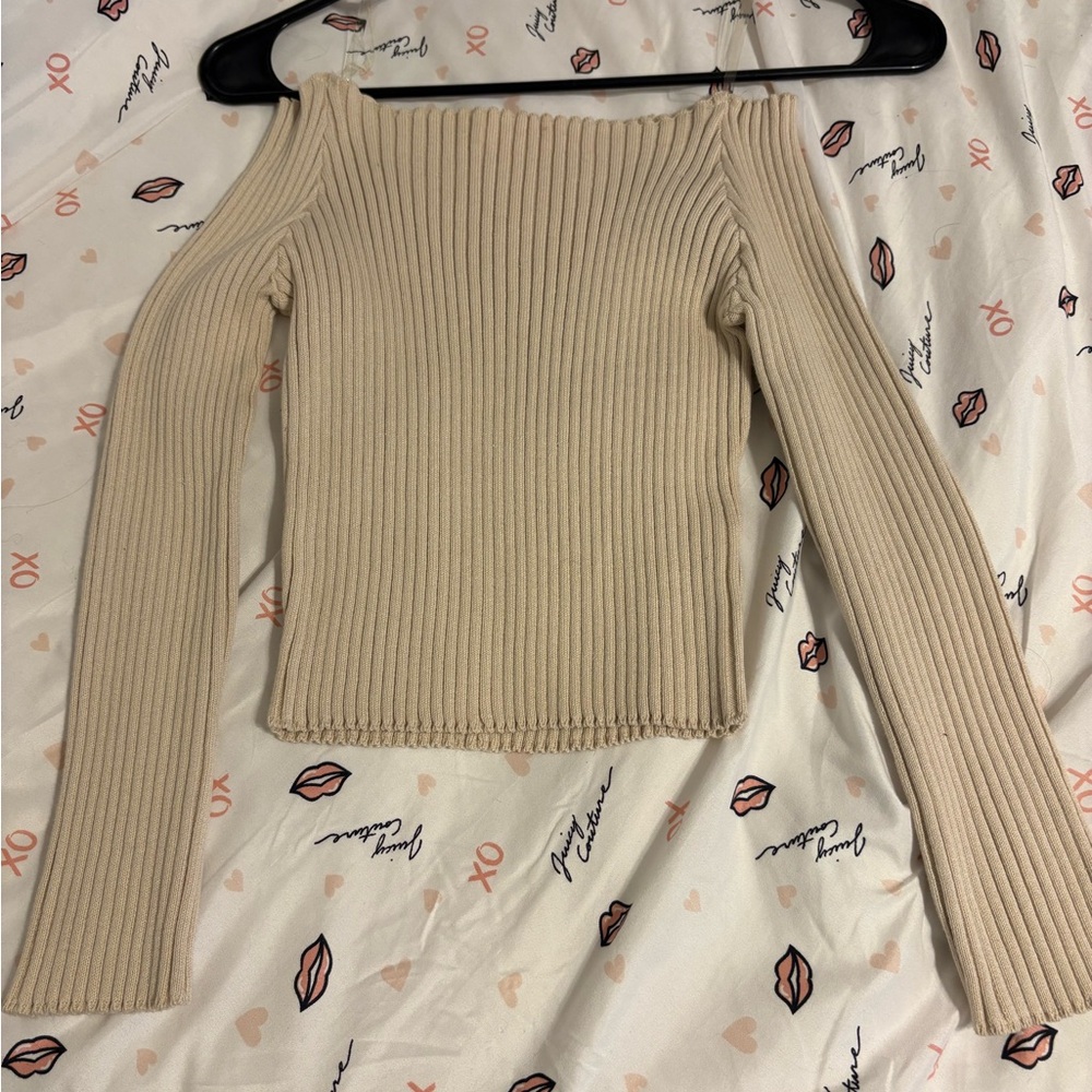 Ribbed Off-Shoulder Sweater